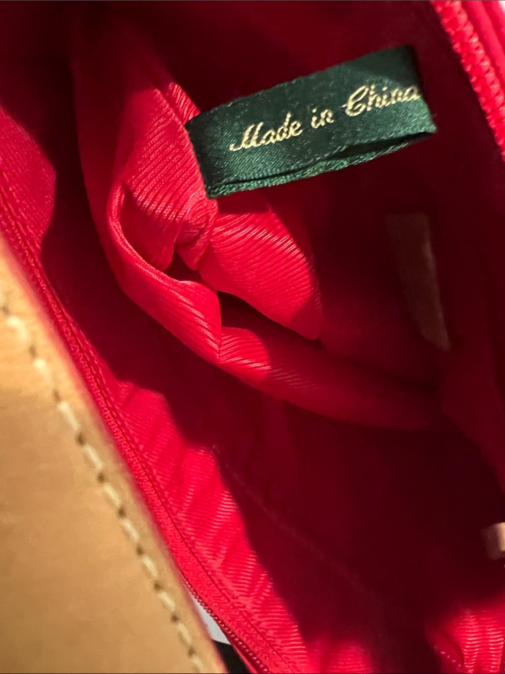 Lauren Ralph Lauren Red Shoulder Bag with Tan Strap - Picture 15 of 15